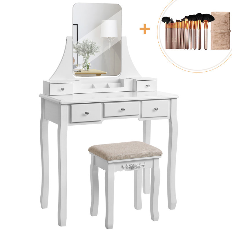 Three Posts Arkin Dressing Table with Mirror & Reviews Wayfair.co.uk